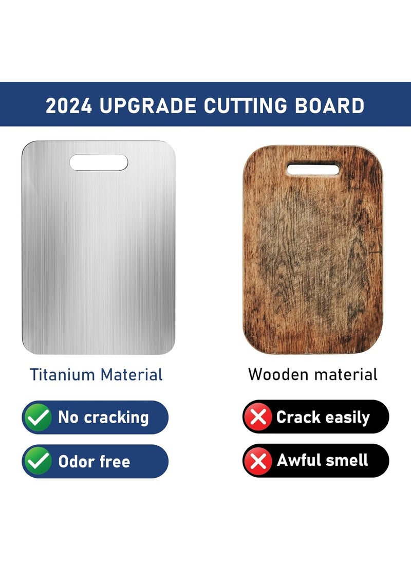 FAYET Stainless Steel Cutting Board 304, Double Sided Dishwasher Safe Chopping Board for Meat, Vegetables, Fruits, and Kitchen Prep, Heavy-Duty, Knife-Friendly, Multi-Purpose - Image 3